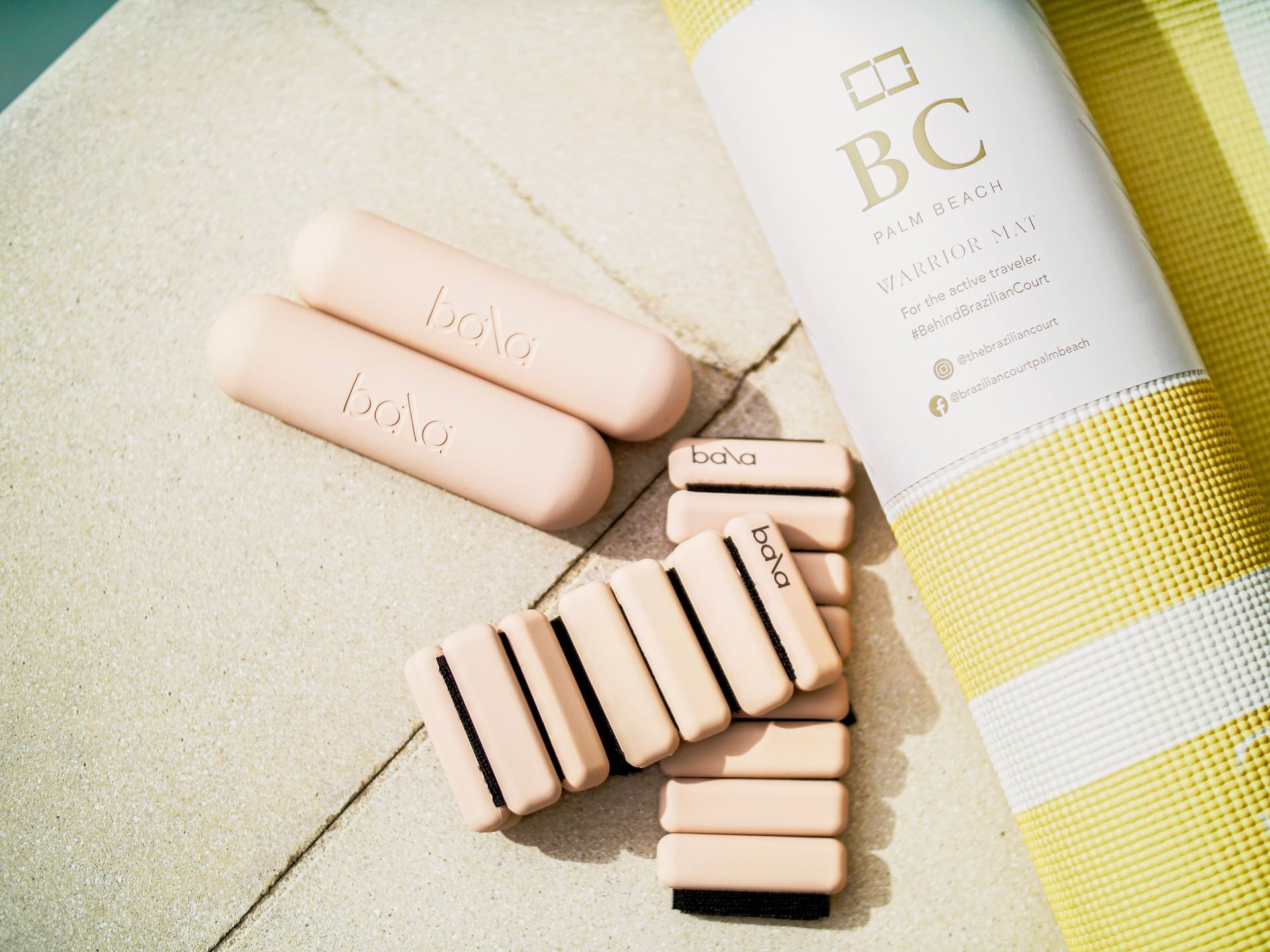 Closeup of Brazilian Court product near the pool