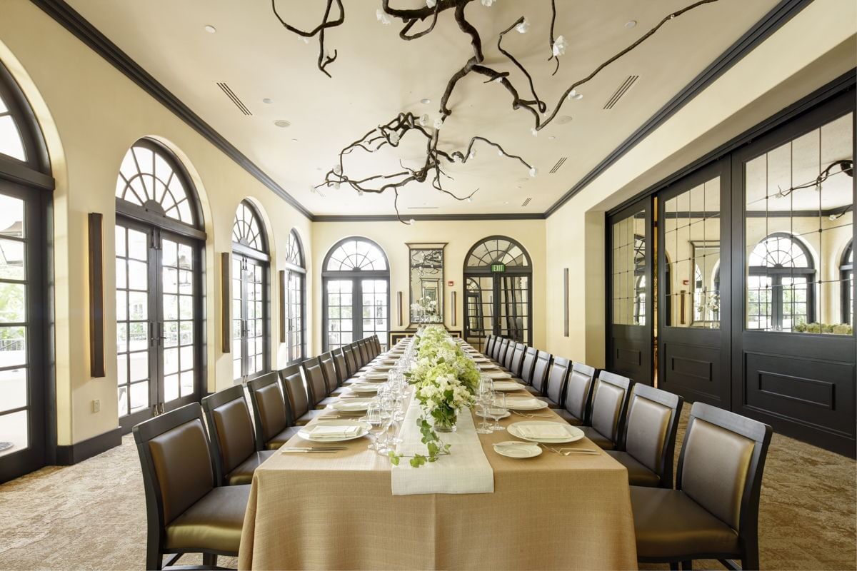 Dining setup in Ballroom & Conservatory at Brazilian Court 